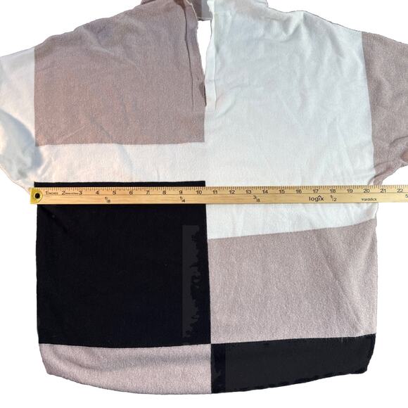 Aaeda Von Mauer Womens Color Block Sweater Hoodie V Neck Large - Picture 9 of 12